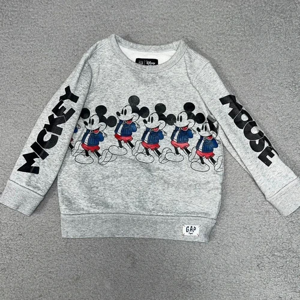 Baby‎ Gap x Disney Mickey Mouse Sweater Toddler Sz 4 Years Gray 2 Sided Pullover